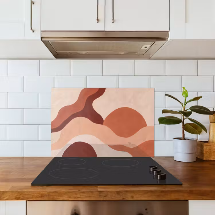 Abstract - Vormen - Organisch - Aardetinten - Modern keuken achterwand spatscherm klein -sfeer2