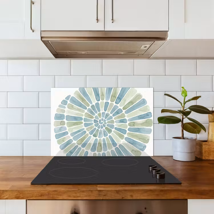 Abstract - Spiraal - Patroon - Modern - Blauw-Groen keuken achterwand spatscherm klein -sfeer2