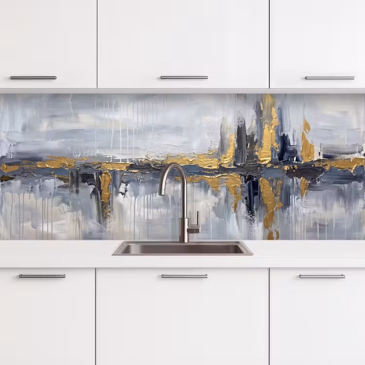 Abstract - Structuur - Goud - Grijs - Modern keuken achterwand 2 middel -3d