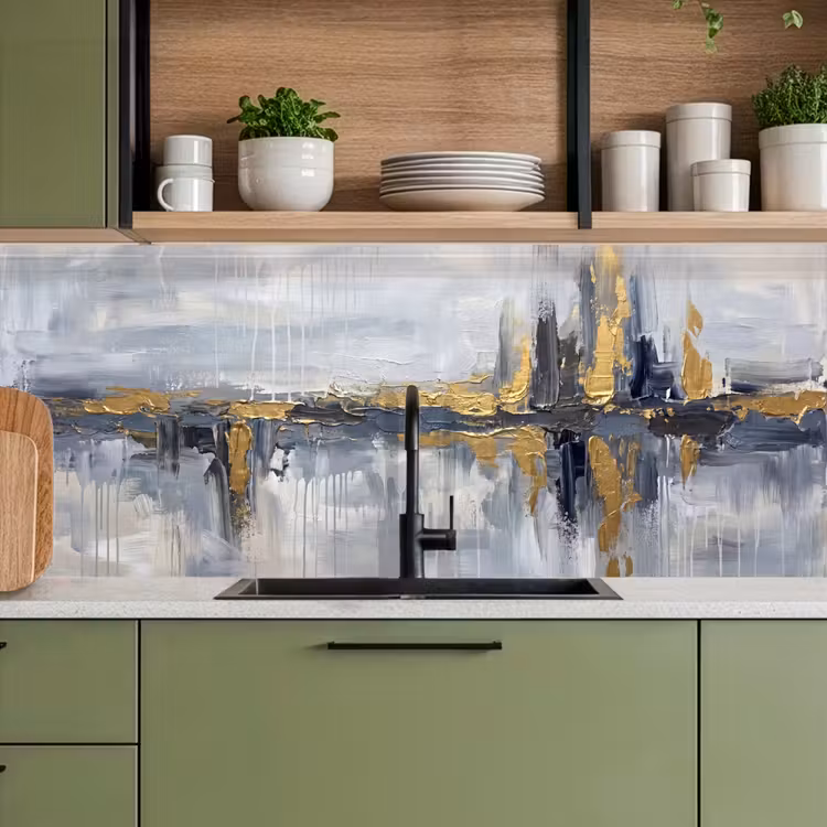 Abstract - Structuur - Goud - Grijs - Modern keuken achterwand 2 middel -sfeer3