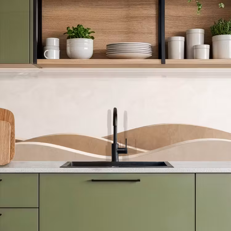 Abstract - Golven - Modern - Beige keuken achterwand 2 middel -sfeer3