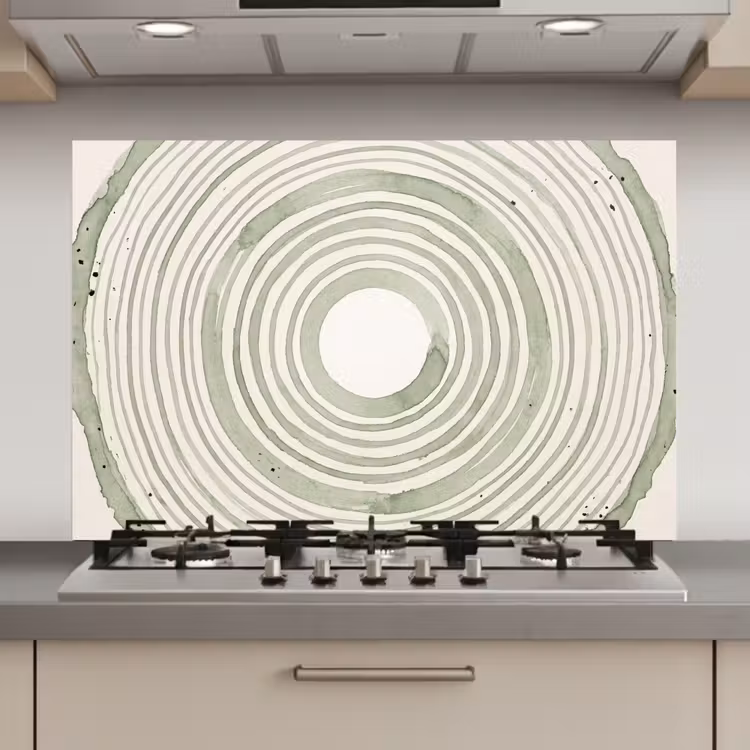 Abstractie - Cirkels - Waterverf - Groen - Modern keuken achterwand spatscherm klein -3d_website