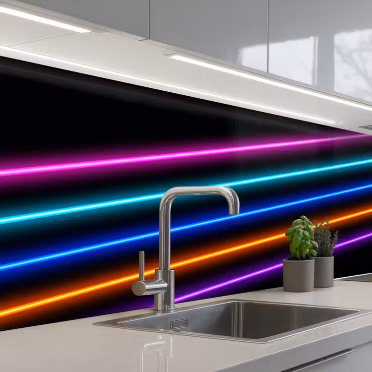 Esthetiek - Retro - Neon keuken achterwand 2 middel -3d_schuin