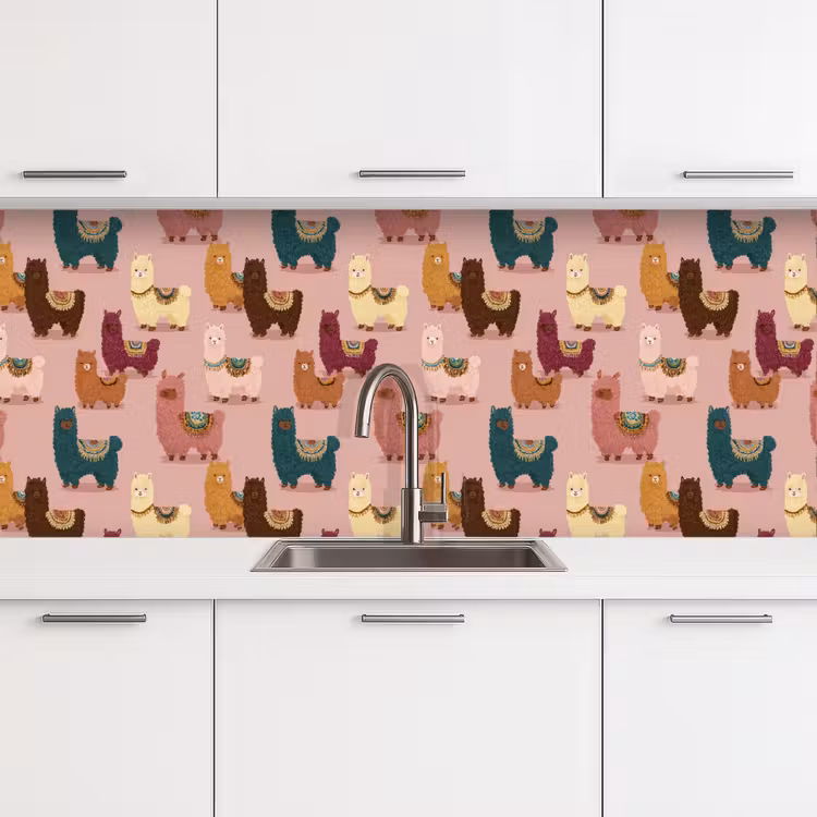 Alpaca's - Patroon - Kleurrijk keuken achterwand 2 middel 871 -3d