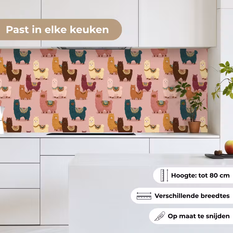 Alpaca's - Patroon - Kleurrijk keuken achterwand 2 middel 871 -sfeer4_NL