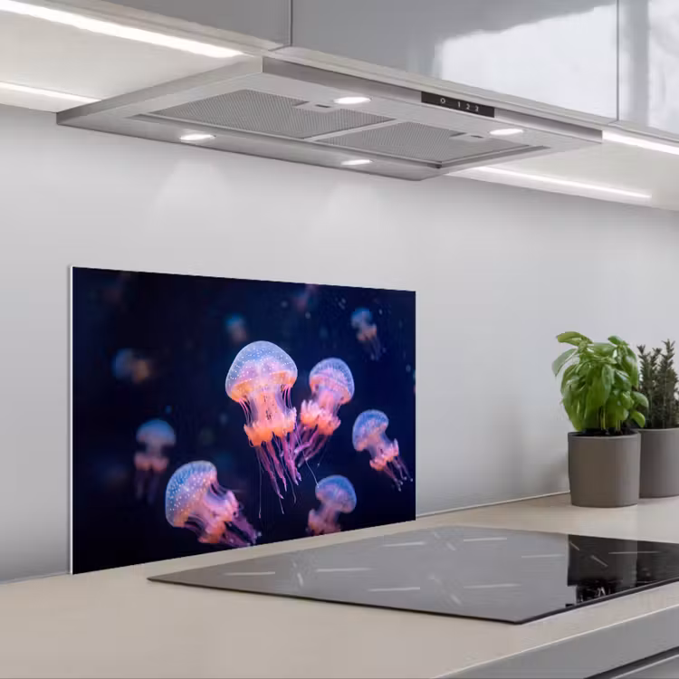 Dier - Onderwater - Natuur - Roze - Mysterieus keuken achterwand spatscherm klein -3d_schuin