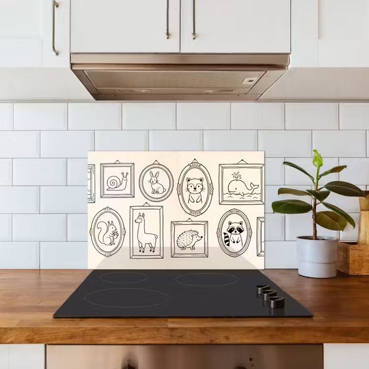 Dieren - Illustratie - Lijsten - Galerij - Speels keuken achterwand spatscherm klein -sfeer2