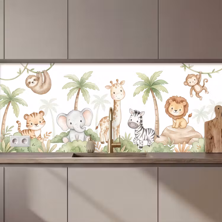 Dieren - Jungle - Pastel keuken achterwand 2 middel zz_3dshopping