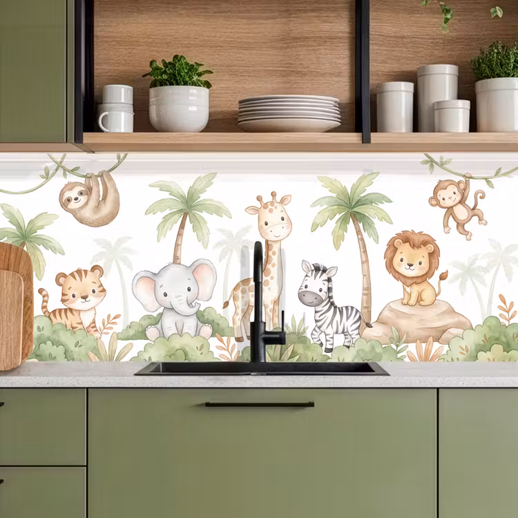 Dieren - Jungle - Pastel keuken achterwand 2 middel -sfeer3