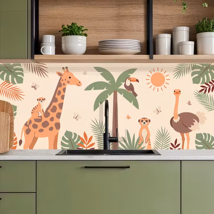 Dieren - Tropisch - Safari - Kleurrijk keuken achterwand 2 middel -sfeer3
