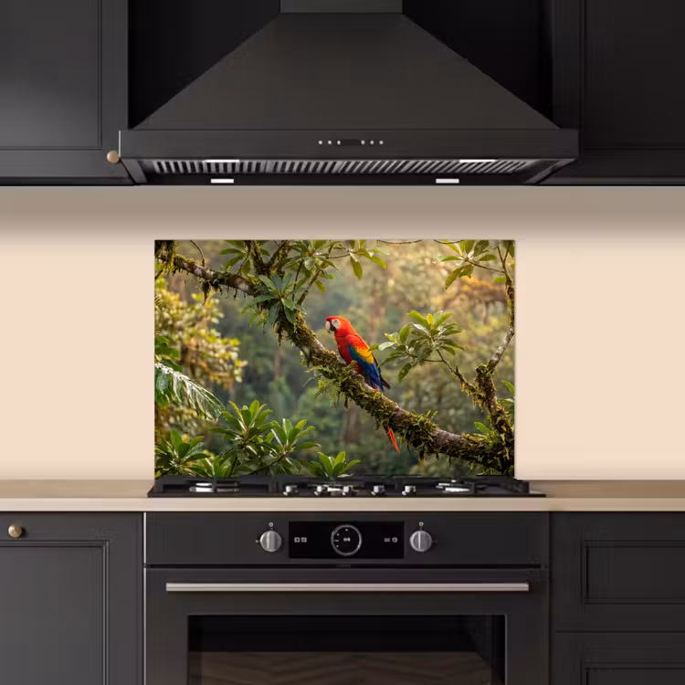 Ara - Jungle - Rood keuken achterwand 2 middel -3d_schuin
