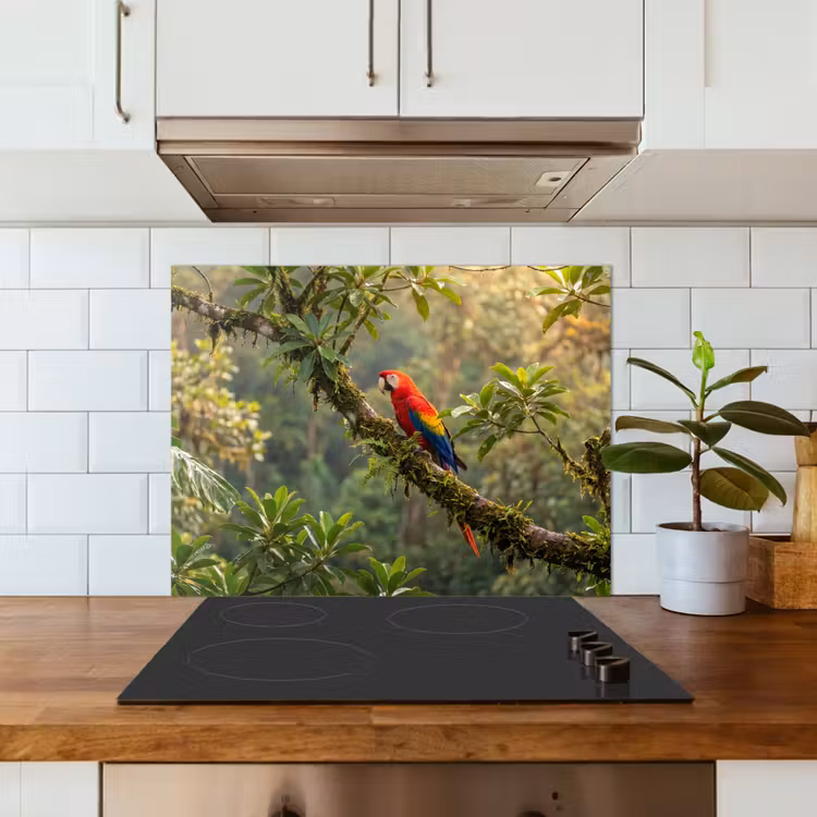 Ara - Jungle - Rood keuken achterwand 2 middel -sfeer4_NL