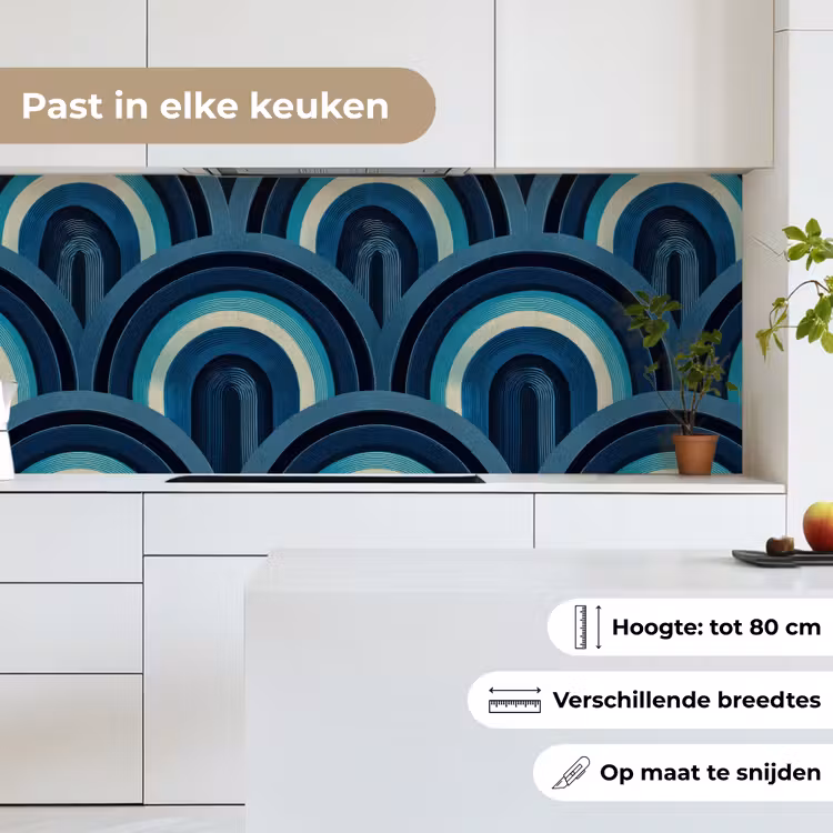 Bogen - Geometrisch - Patroon - Blauw - Retro keuken achterwand 2 middel 871 -sfeer4_NL