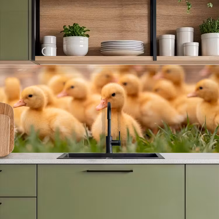 Pijltje - Eend - Natuur - Geel keuken achterwand 2 middel -sfeer3