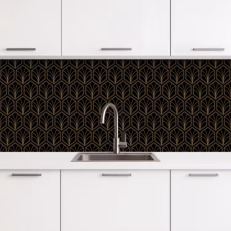Pijlvorm - Waaier - Goud keuken achterwand 2 middel 871 -3d