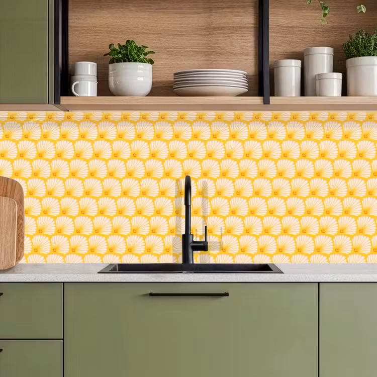 Art Deco - Design - Schelp - Geel keuken achterwand 2 middel 871 -sfeer3