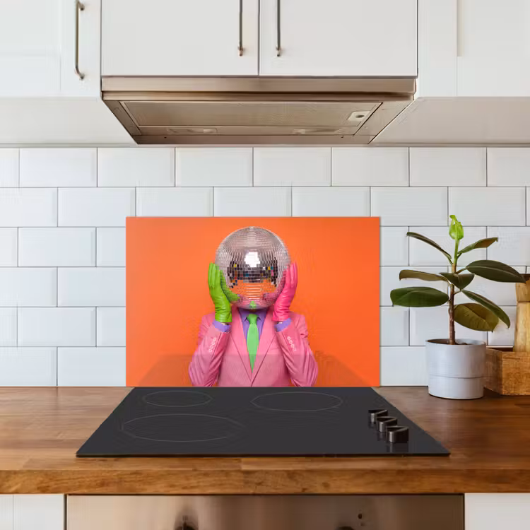 Kunst - Disco bal - Kleurrijk - Modern - Studio keuken achterwand spatscherm klein -sfeer2