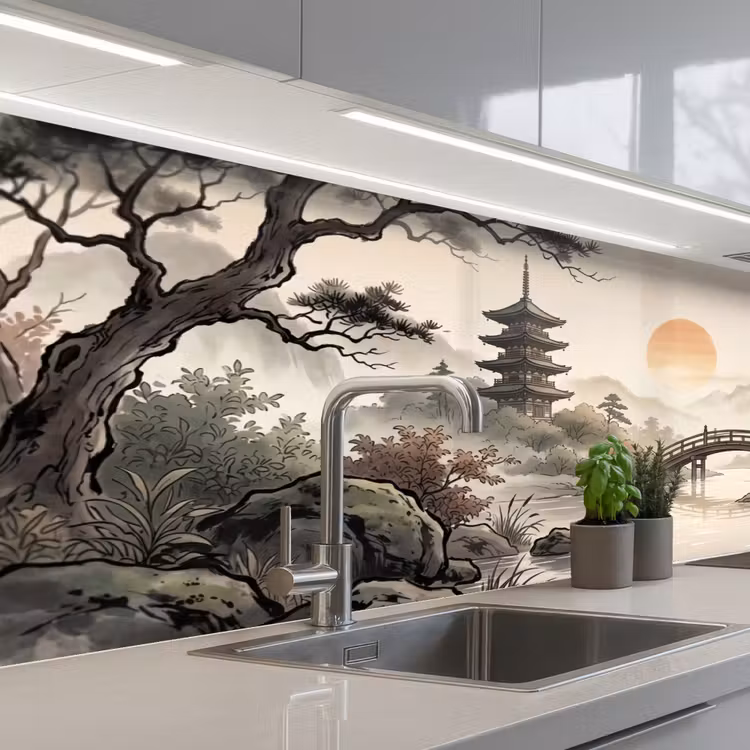 Azië - Landschap - Kleurrijk keuken achterwand 2 middel -3d_schuin