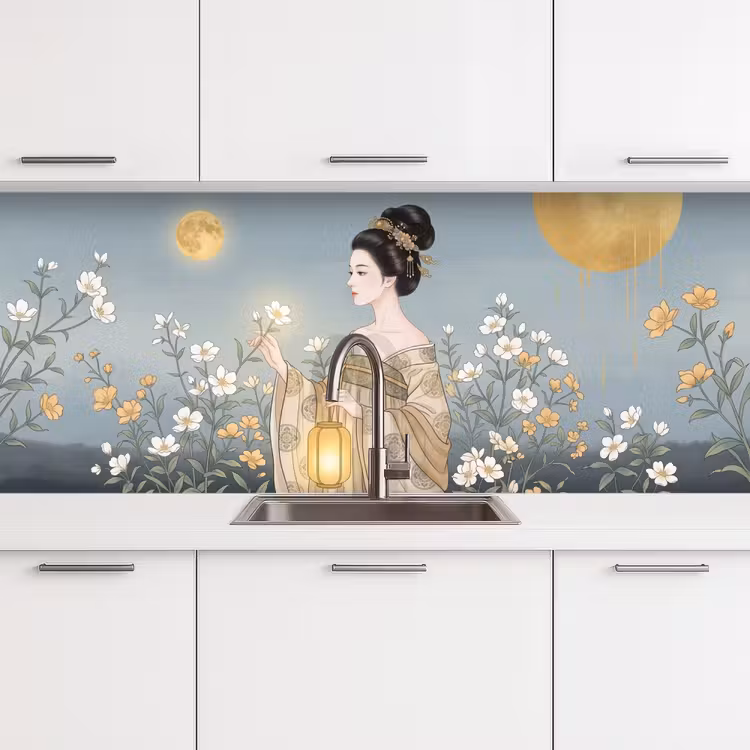 Aziatisch - Vrouw - Kimono keuken achterwand 2 middel -3d