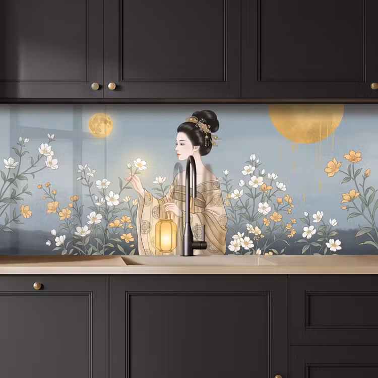 Aziatisch - Vrouw - Kimono keuken achterwand 2 middel -sfeer1
