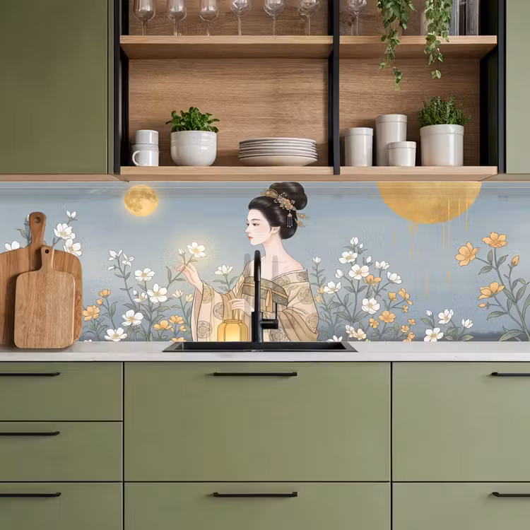Aziatisch - Vrouw - Kimono keuken achterwand 2 middel -sfeer3