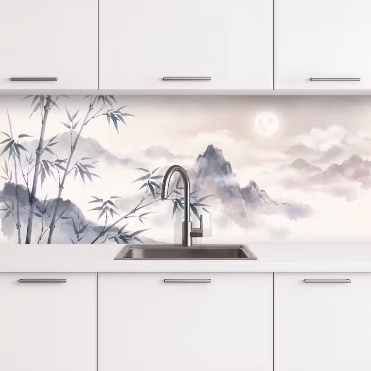 Bamboe - Azië - Grijs keuken achterwand 2 middel -3d