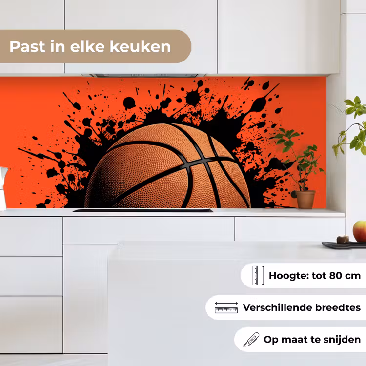Basketbal - Verf - Sport - Oranje keuken achterwand 2 middel -sfeer4_NL