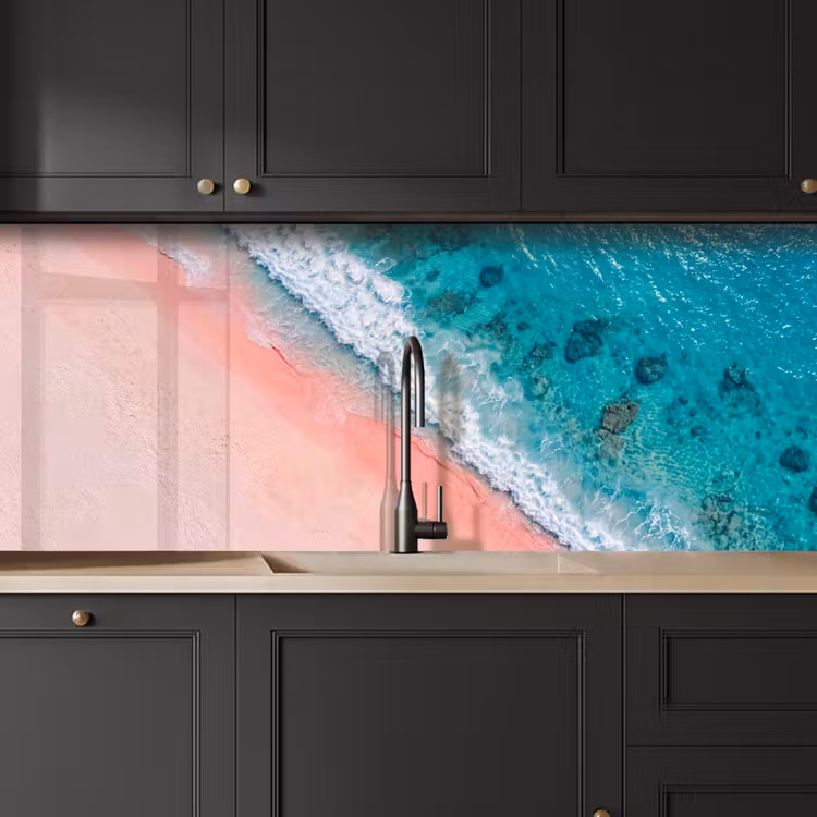 Strand - Oceaan - Golven - Roze Zand - Natuur keuken achterwand 2 middel -sfeer1