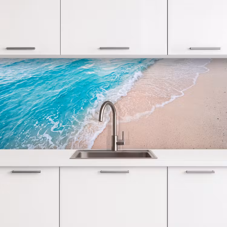 Strand - Zee - Golf - Natuur - Blauw keuken achterwand 2 middel -3d
