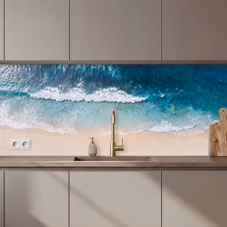 Strand - Zee - Golven - Natuur - Blauw keuken achterwand 2 middel zz_3dshopping