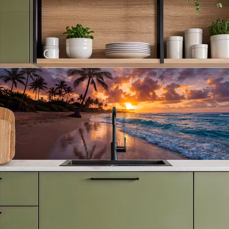 Strand - Zonsopgang - Tropisch - Natuur - Oranje keuken achterwand 2 middel -sfeer3