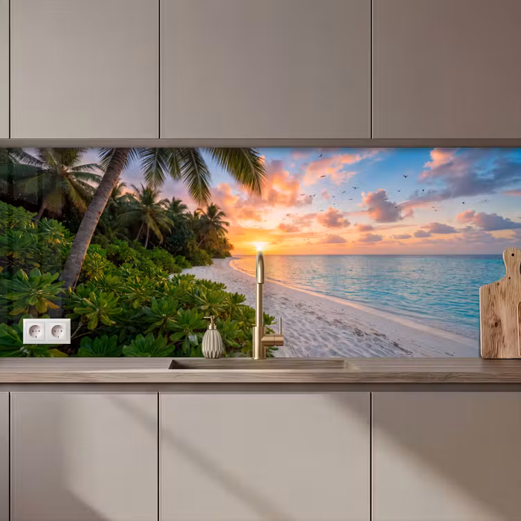 Strand - Zonsondergang - Palmbomen - Tropisch - Natuur keuken achterwand 2 middel zz_3dshopping