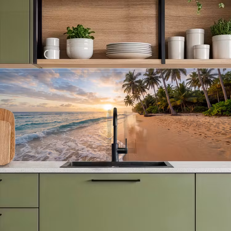 Strand - Zonsondergang - Tropisch - Natuur - Goud keuken achterwand 2 middel -sfeer3