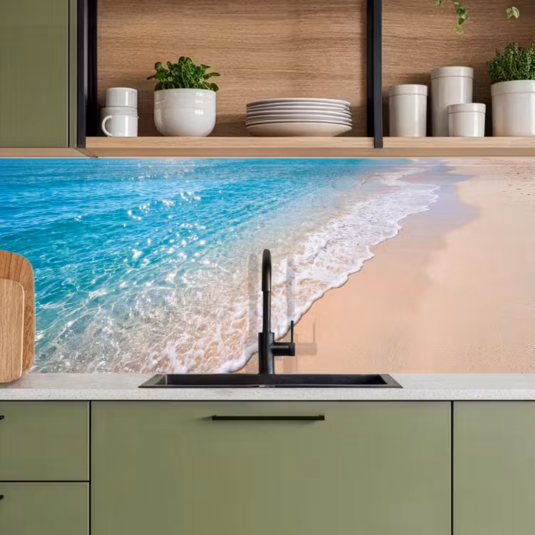 Strand - Water - Natuur - Blauw - Beige keuken achterwand 2 middel -sfeer3