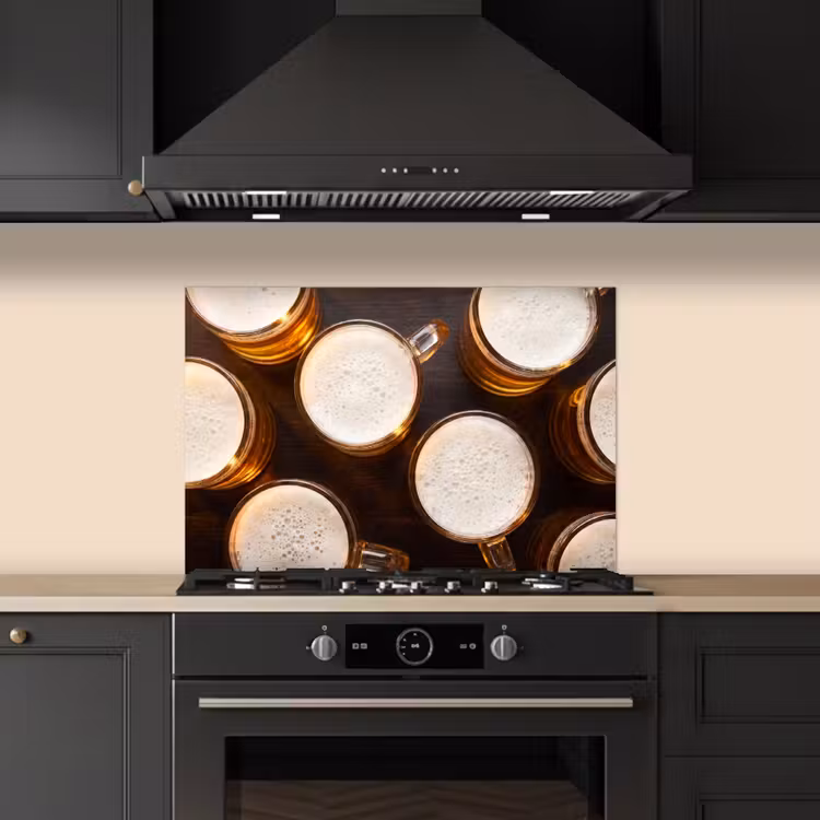 Bier - Glazen - Schuim - Hout - Drank keuken achterwand spatscherm klein -sfeer1