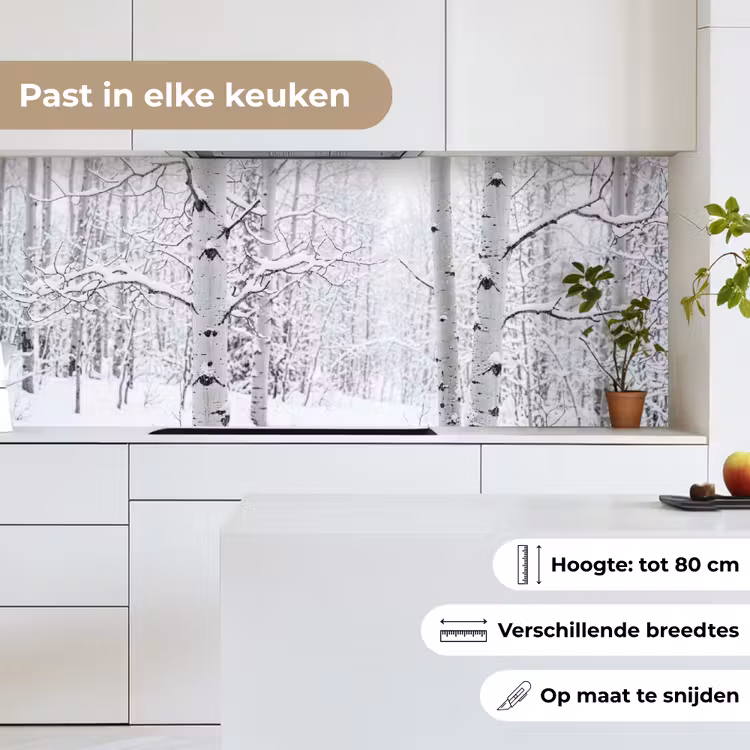 Berkenbomen - Sneeuw - Winter - Bos - Wit keuken achterwand 2 middel -sfeer4_NL