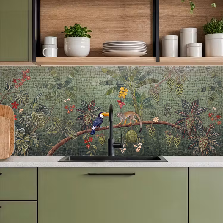 Vogel - Dier - Jungle - Mozaïek - Natuur keuken achterwand 2 middel -sfeer3