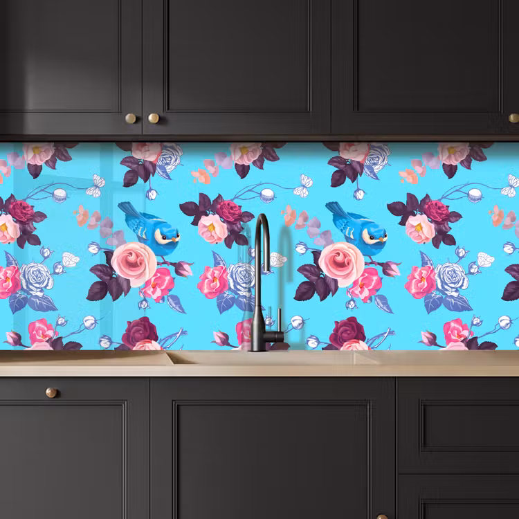 Vogel - Bloemen - Patronen keuken achterwand 2 middel 871 -sfeer1