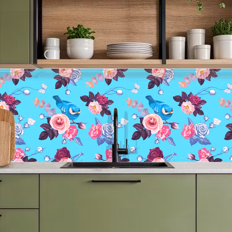 Vogel - Bloemen - Patronen keuken achterwand 2 middel 871 -sfeer3