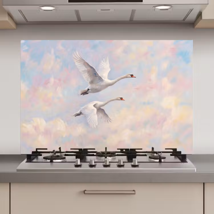 Vogel - Vliegend - Lucht - Modern - Pastel keuken achterwand spatscherm klein -3d_website