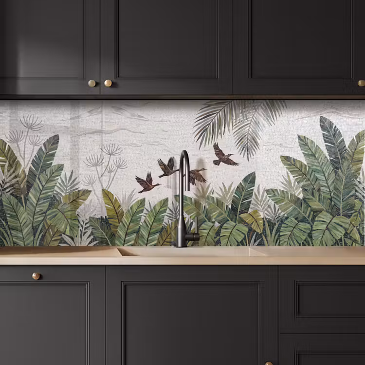 Vogel - Vliegend - Tropisch - Mozaïek - Groen keuken achterwand 2 middel -sfeer1