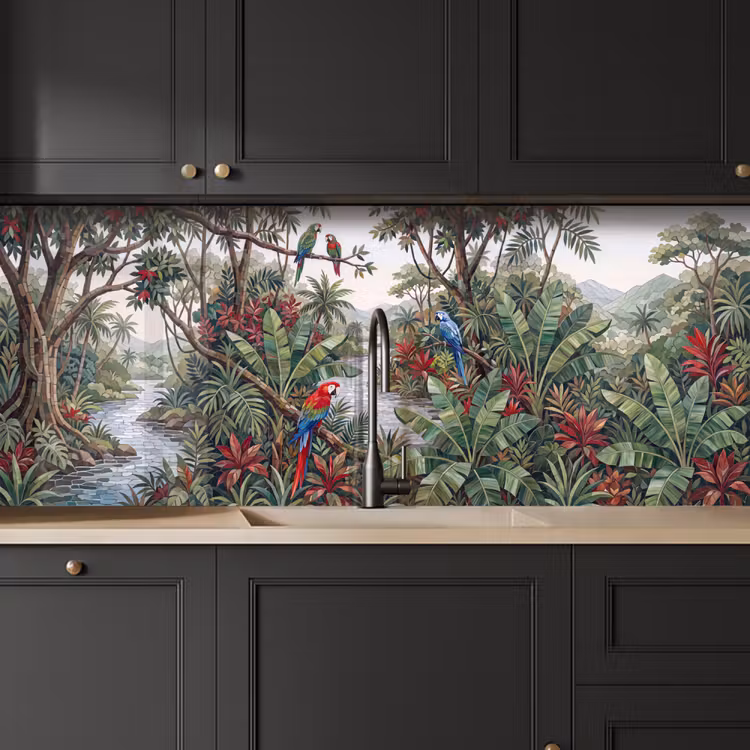 Vogel - Jungle - Natuur - Mozaïek - Groen keuken achterwand 2 middel -sfeer1