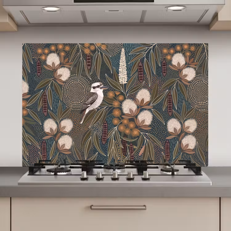 Vogel - Bladeren - Natuur - Illustratie - Groen keuken achterwand spatscherm klein -3d_website