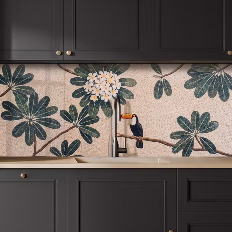 Vogel - Mozaïek - Tropisch - Natuur - Kleurrijk keuken achterwand 2 middel -sfeer1