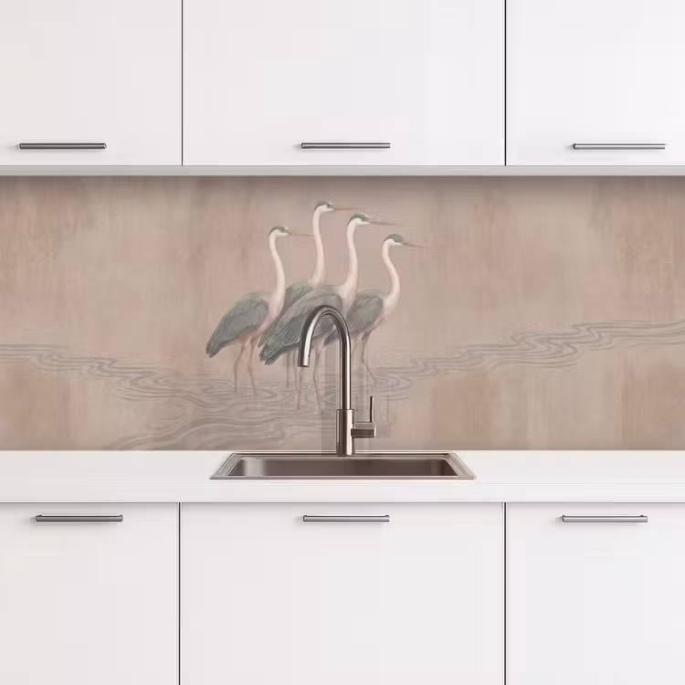 Vogel - Water - Natuur - Vintage keuken achterwand 2 middel -3d