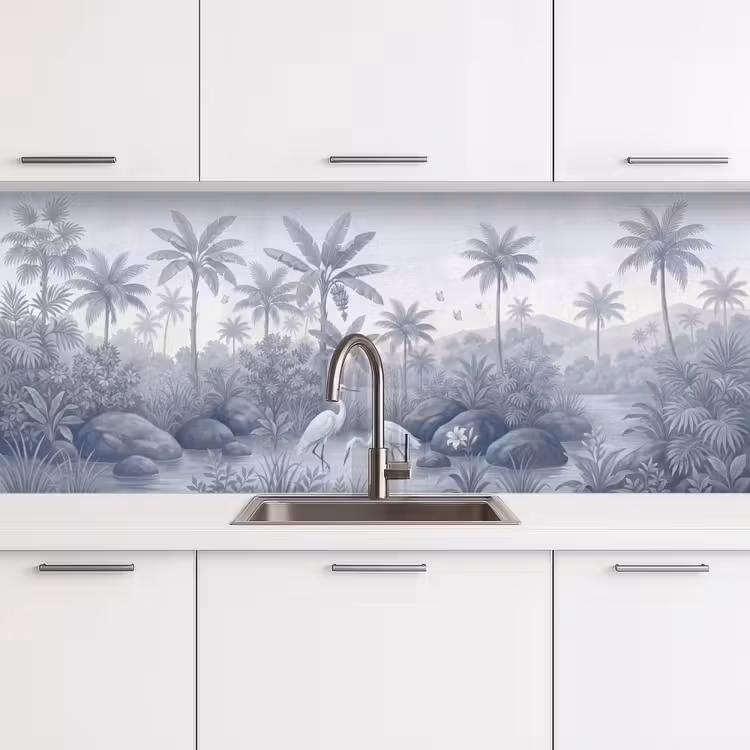 Vogel - Water - Tropisch - Natuur - Blauw keuken achterwand 2 middel -3d