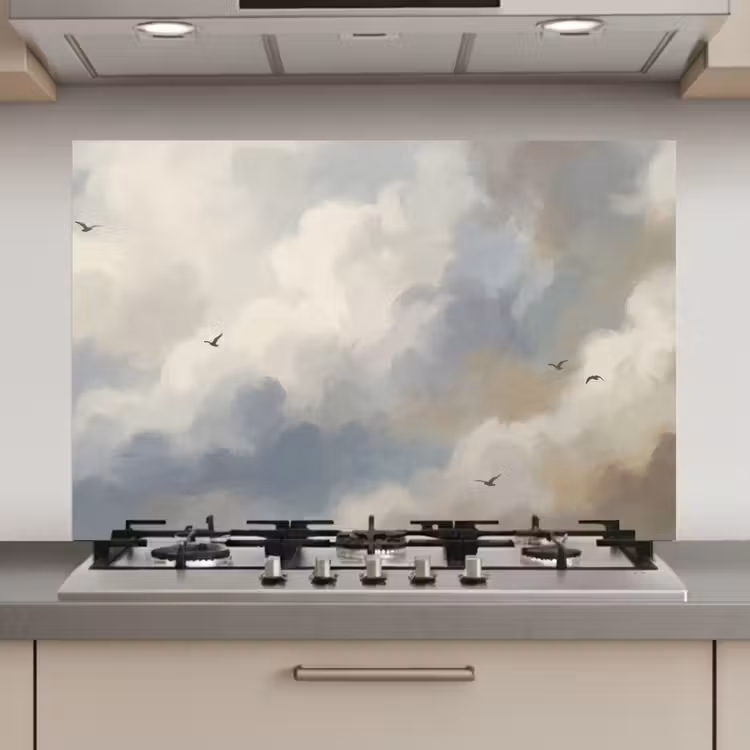 Vogel - Wolken - Natuur - Modern - Grijs keuken achterwand spatscherm klein -3d_website