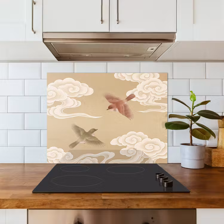 Vogels - Vliegen - Beige keuken achterwand 2 middel -sfeer4_NL