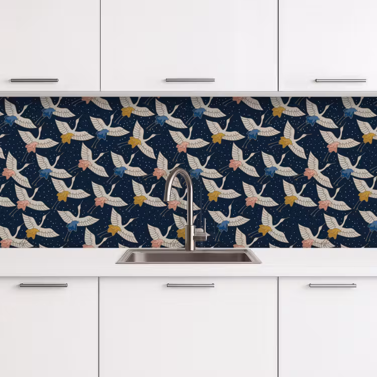 Vogels - Nacht - Japan - Patronen keuken achterwand 2 middel 871 -3d
