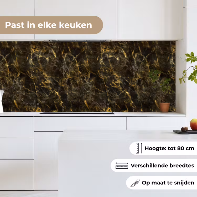 Zwart - Marmer - Goud keuken achterwand 2 middel 871 -sfeer4_NL